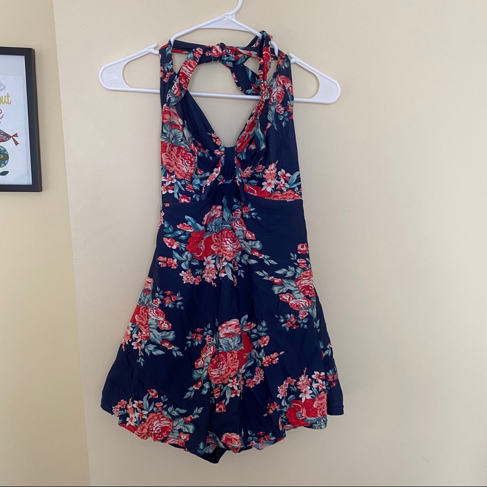 Floral Halter Neck Swim Romper